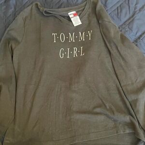Vtg 1990s "Tommy girl" Tommy Hilfiger black cotton long sleeve shirt in XL
